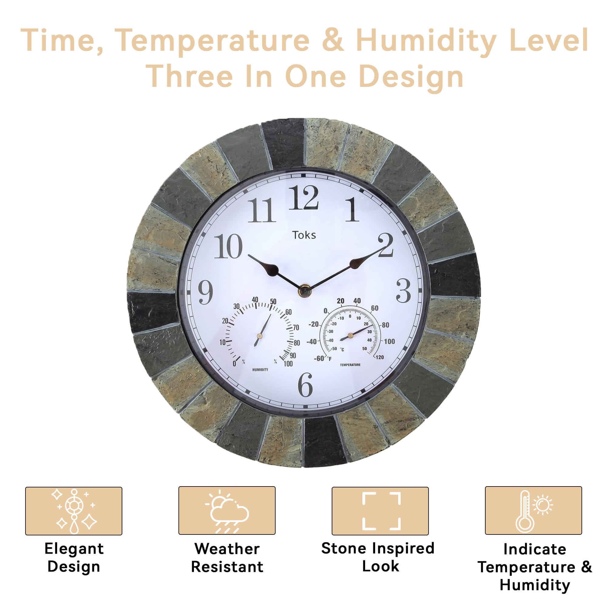 Amazon.com: Lily's Home 13 Inch Wall Clock with Thermometer