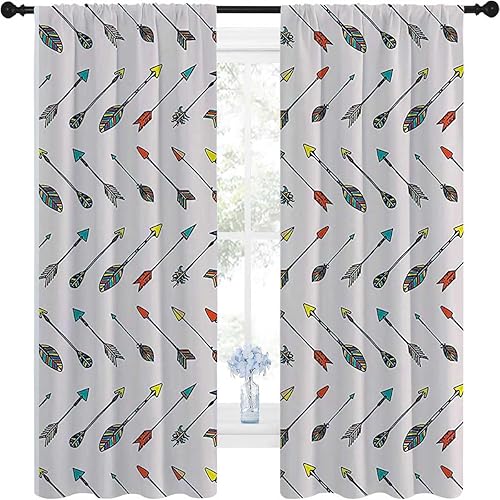 Arrow Decor Collection - Cortinas opacas para habitación con bolsillo para barra, cortinas para dormitorio, cortinas para armario, sin puerta, 72