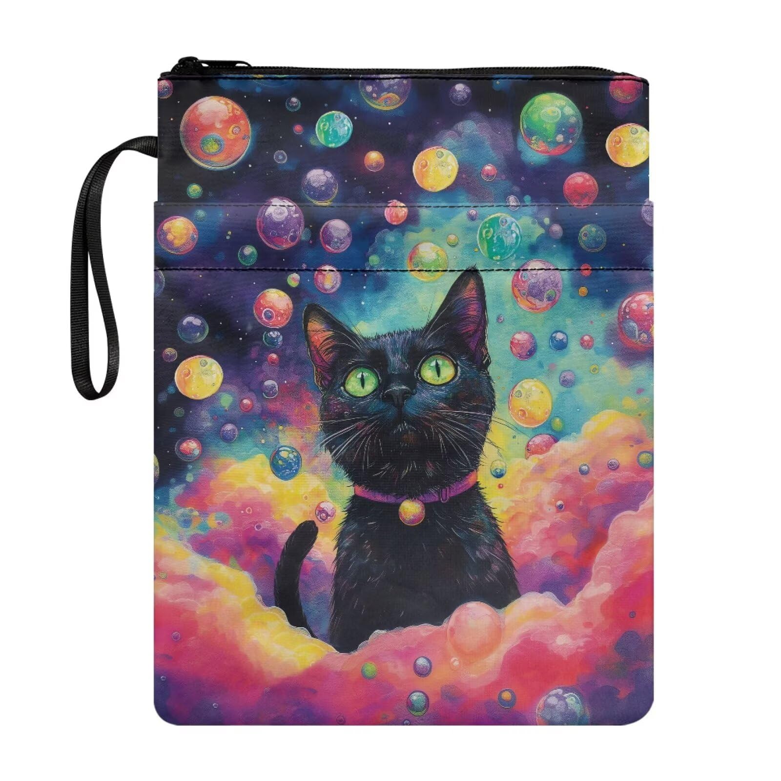 UOIMAG Black Cat Book Sleeve Cute Book Pouch Cover Protector Zipper Paperbacks Case for Back to School Kids — image 1