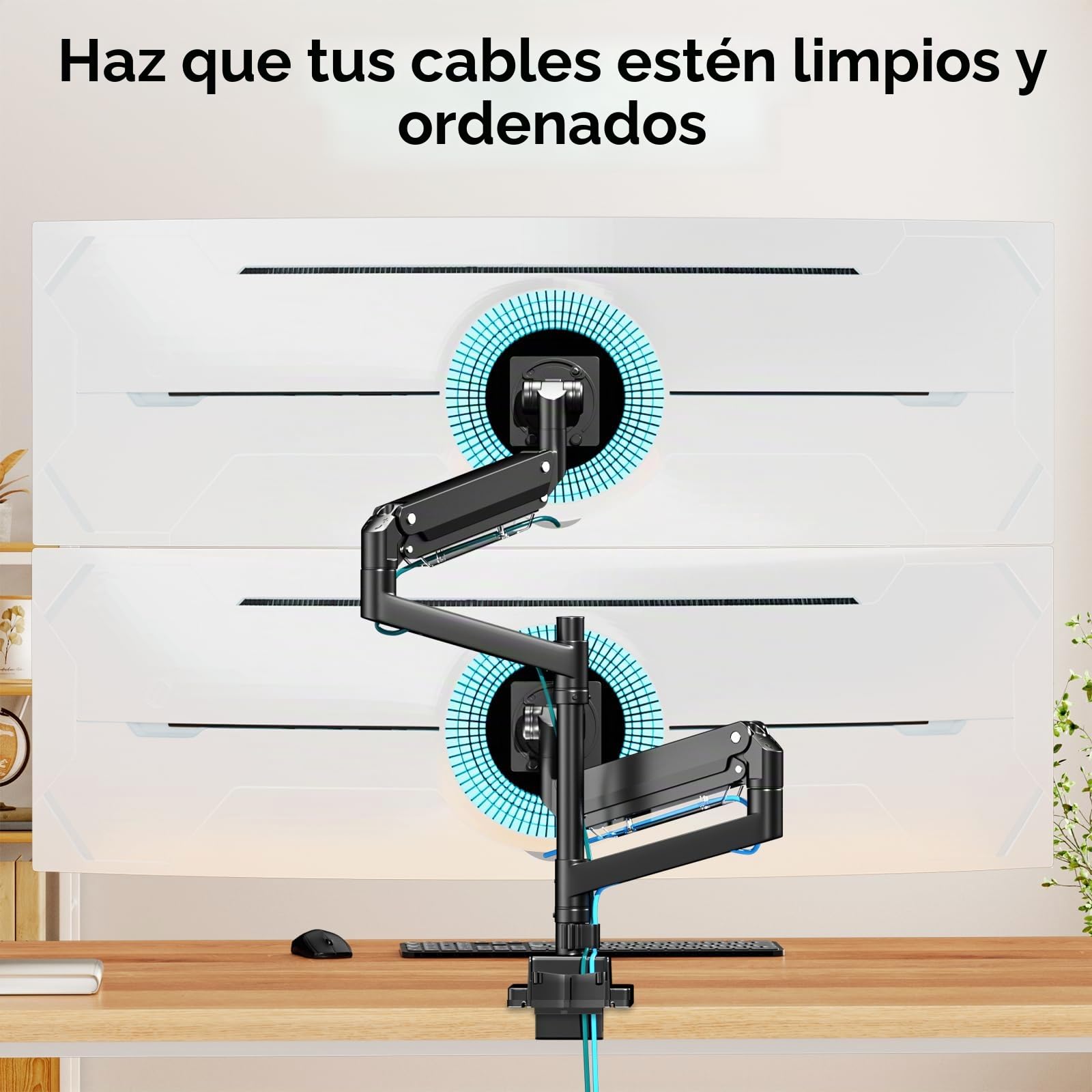 Soporte Monitor Doble Vertical para 24-57-Pulgadas - Brazo monitor doble de alta resistencia compatible con la Mayoría de Monitores Ultrawide, Ajustable Inclinar Girar, Peso 2-27kg, VESA 75/100/200 mm