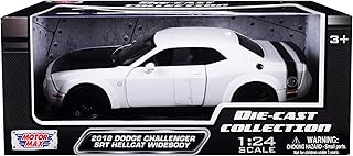 2018 Dodge Challenger SRT Hellcat Widebody White with Black Hood 1/24 Diecast Model Car by Motormax 79350