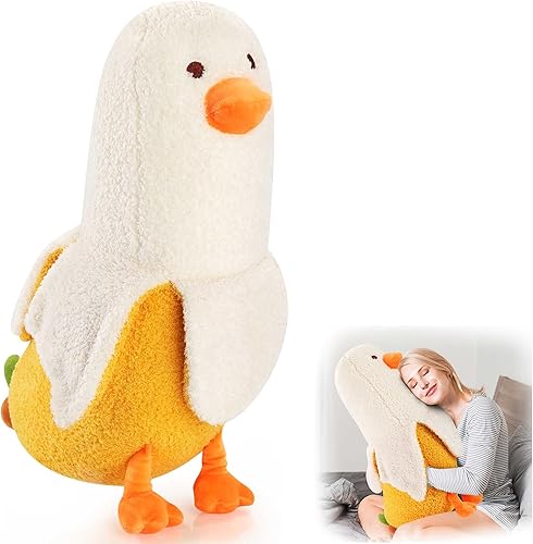 Miniatura 1 de AhmeRah Juguete de peluche de pato de plátano de 36 pulgadas, lindo pato de plátano de peluche, almohada grande y suave para abrazar a los niños, el