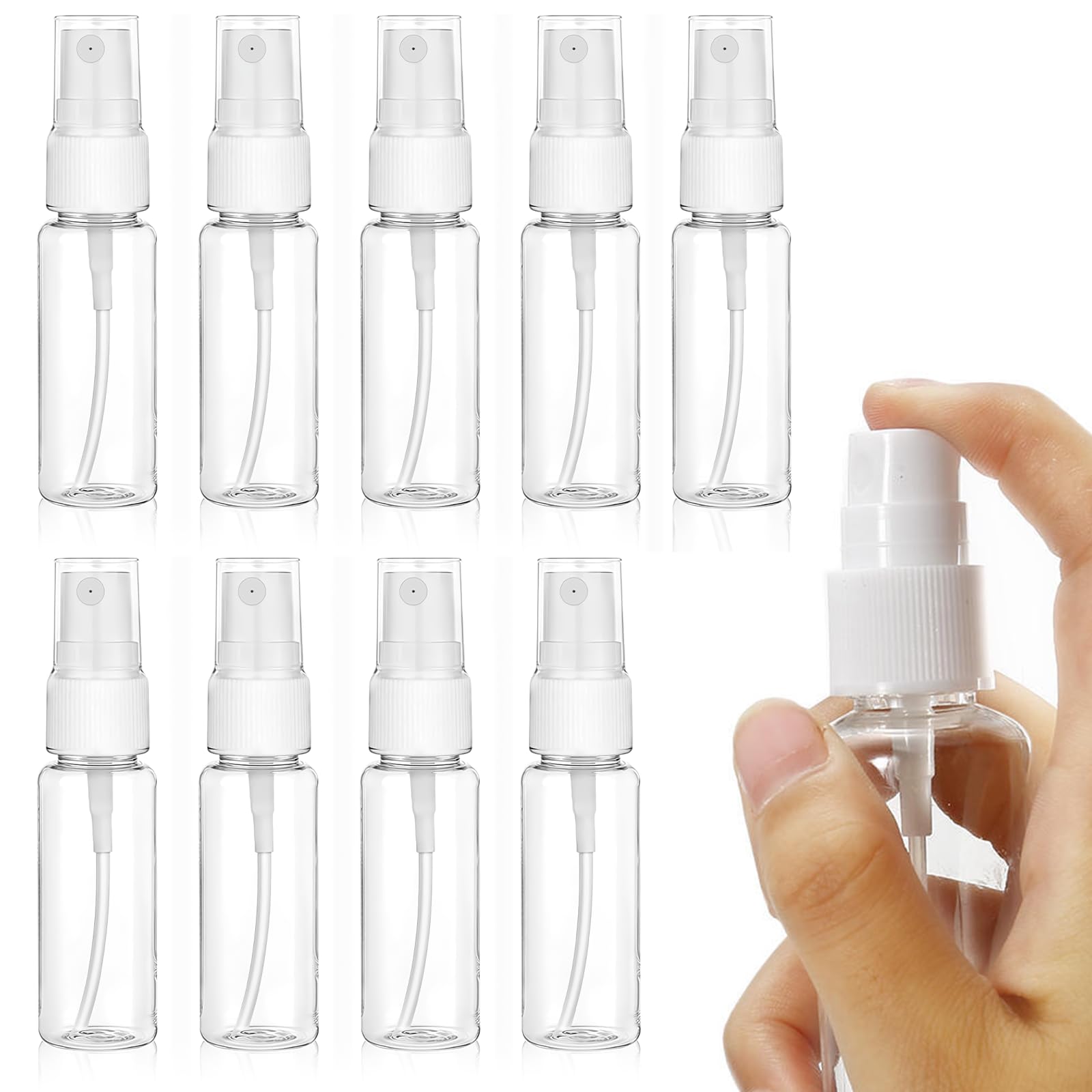 Azushwer Clear Mini Spray Bottle, 10Pcs Travel Spray Bottle 20 Ml Spray Bottles Transparent Refillable Containers Plastic Empty Refillable Atomiser With Flip Caps For Toiletries Perfume Toners Rose Water Cosmetics