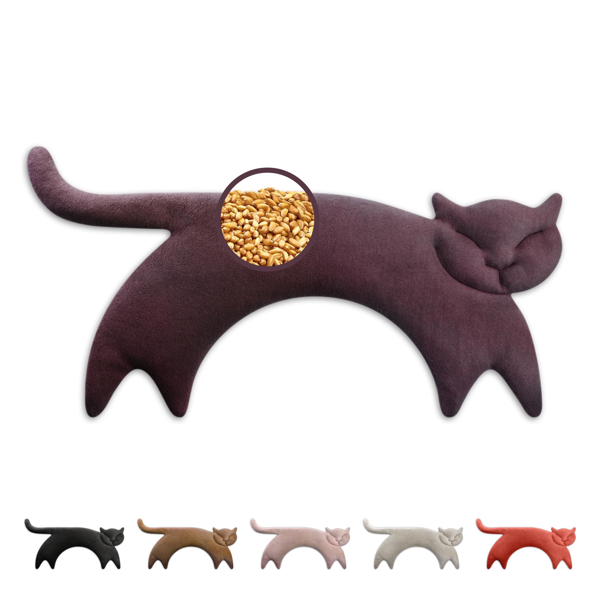 LESCHI Cuscino Cervicale Termico Per Microonde – Gatto Rosa – Cotone Biologico E Grano - 2