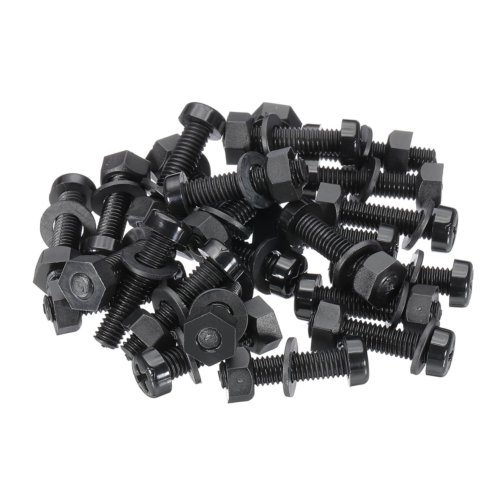 PATIKIL M6x25mm Black Nylon Bolts Plastic Nuts Full Thread Head Screws, 24 Pcs, M6*25mm