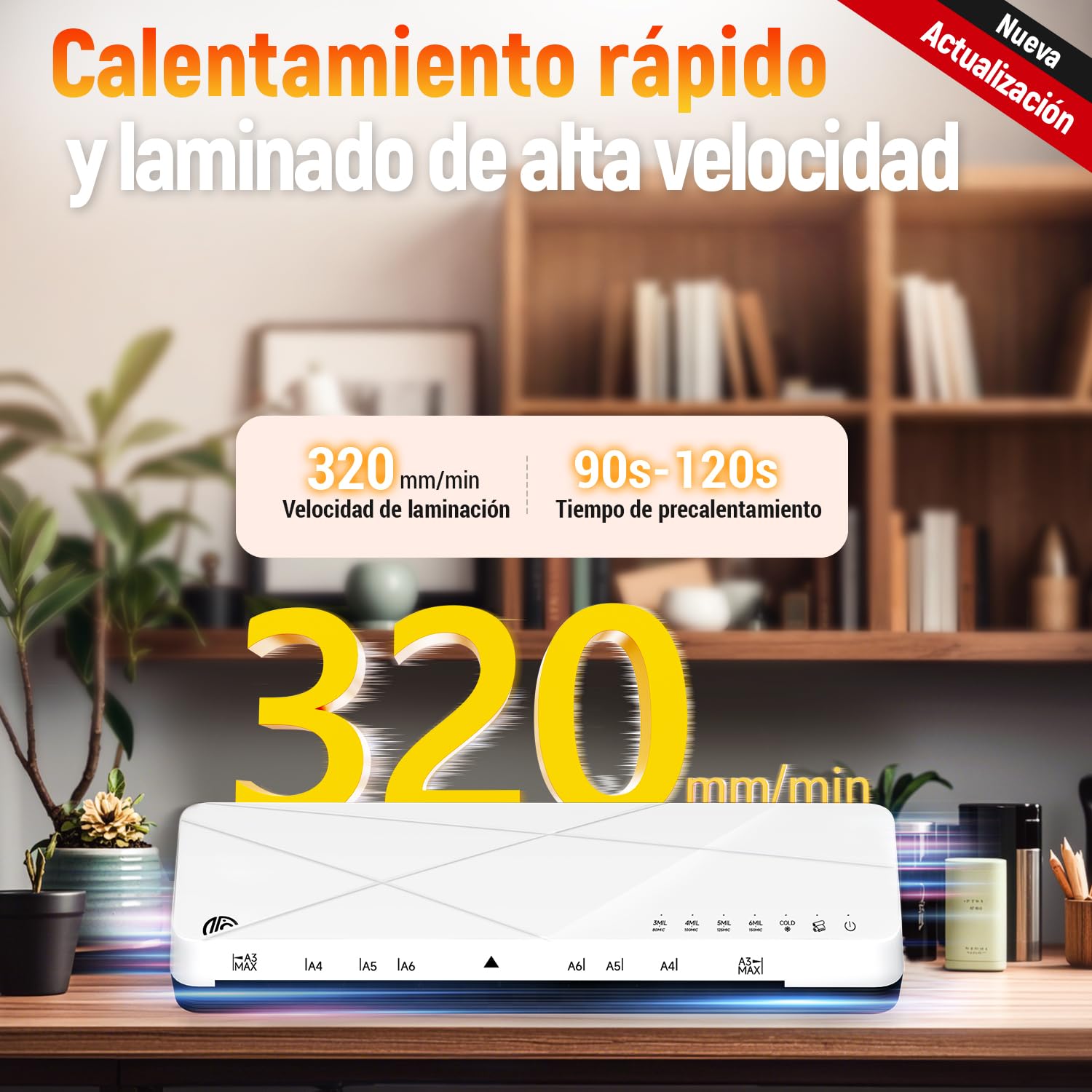 MAXDONE Plastificadora A3, Plastificadora, Máquina de Laminadora A3 A4 A5 A6 Termica platificadoras, Laminator con Función ABS para el Uso en Colegio Oficina Hogar con 12 bolsas de Laminado