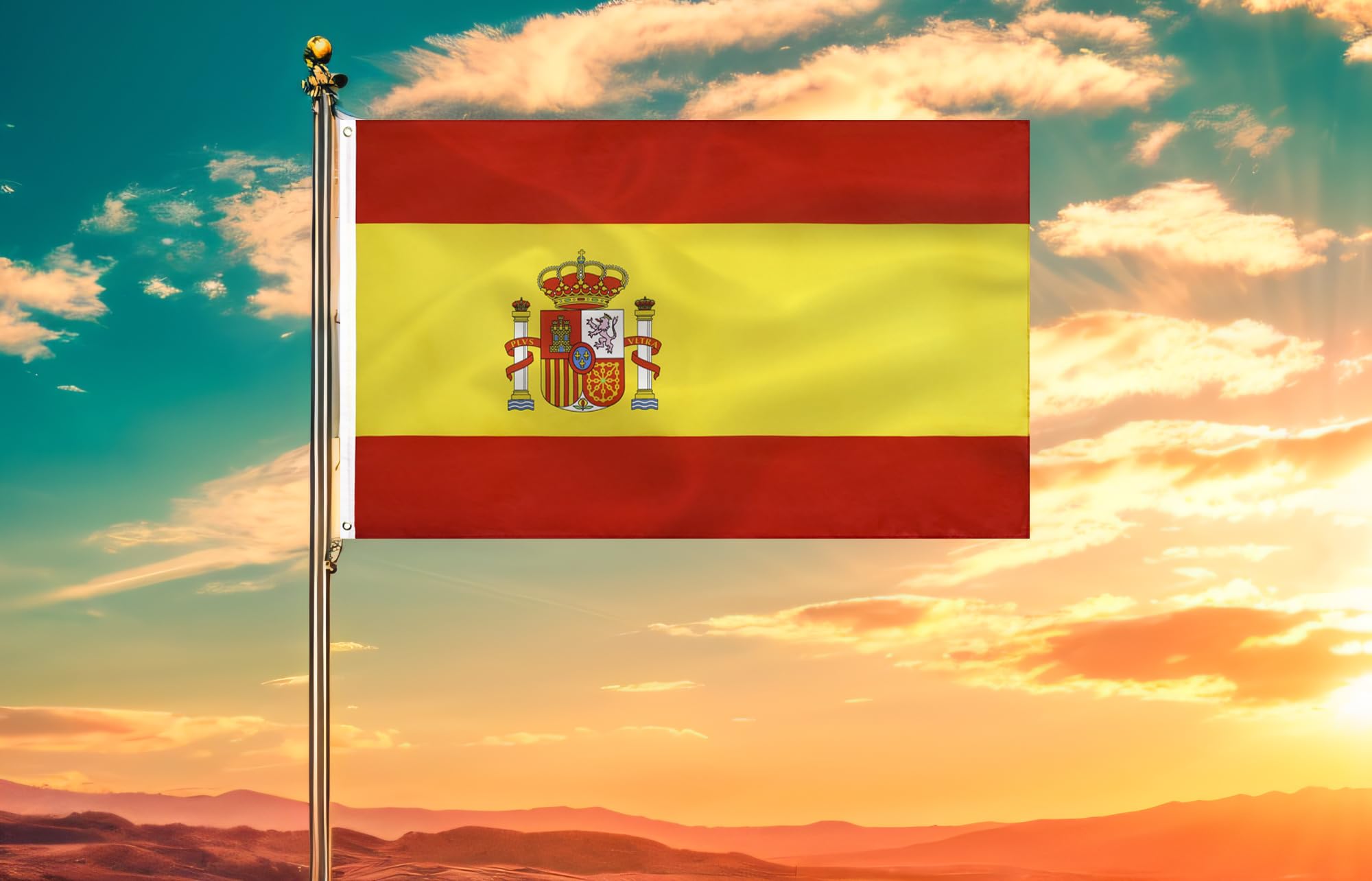 2PCS Bandera españa grande para Exterior 90x150cm ，Bandera de España balcón Reforzada y con 2 Ojales metálicos Spanish flag