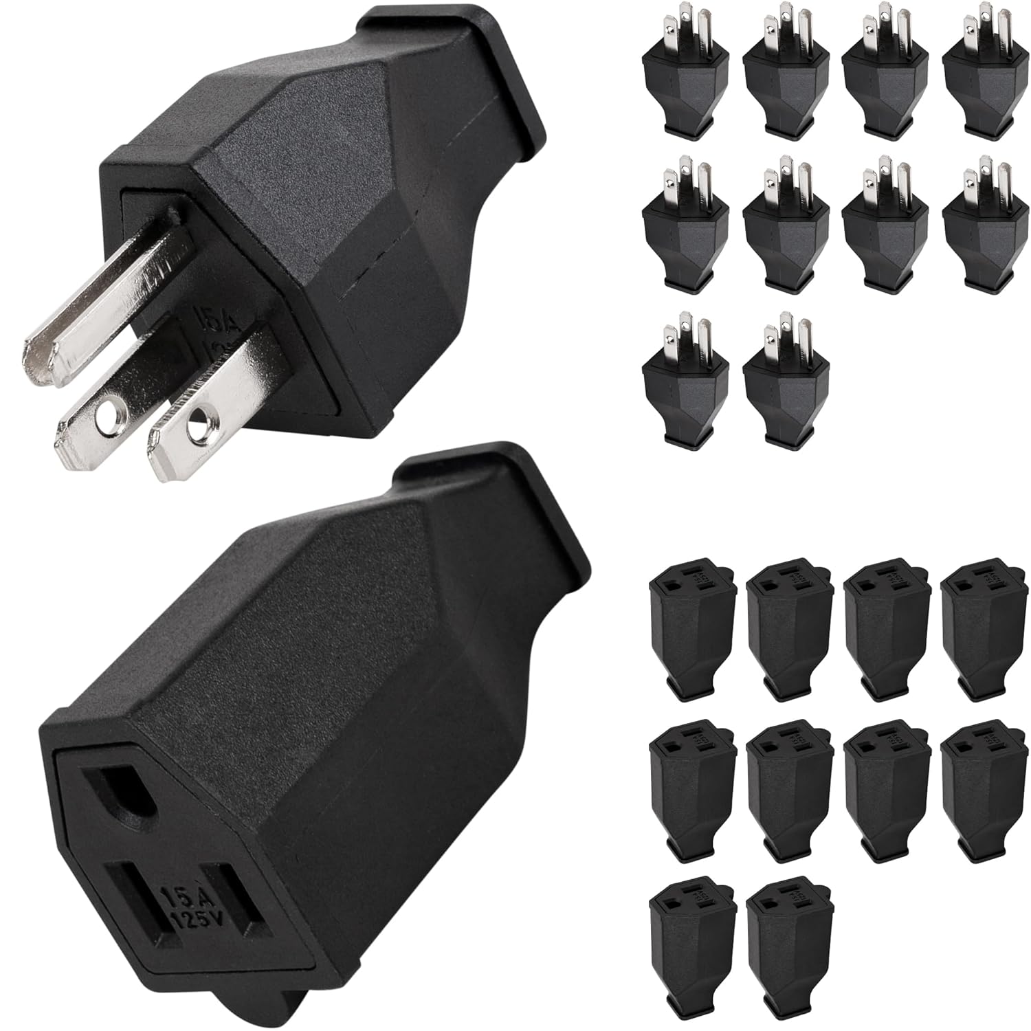 BlueStars Set Of 10 (20 Pieces) Extension Cord Plugs 125V 15A 2 Pole 3 BlueStars Set Of 10 (20 Pieces) Extension Cord Plugs 125V 15A 2 Pole 3