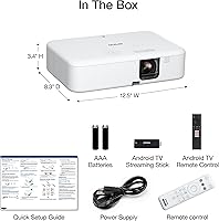 Vista 3 de Epson EpiqVision Flex CO-FH02 Full HD 1080p Proyector portátil de transmisión inteligente, 3 chips 3LCD, 3.000 lúmenes de color/brillo blanco