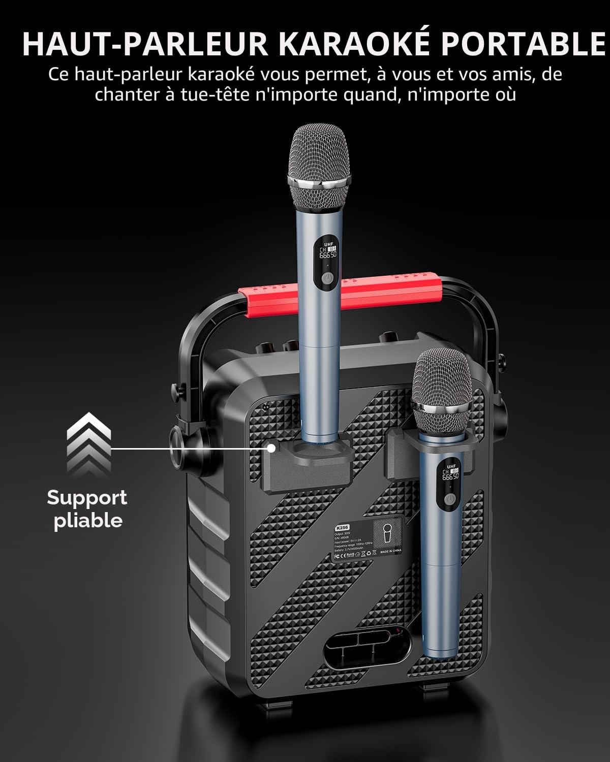 Machine karaoké pour Adultes,Enceinte Bluetooth Portable avec 2 Microphones. Karaoké Professionnel pour Les fêtes avec lumière LED,Support USB/TF/AUX/MIC/TWS.Présent de fête,DJ