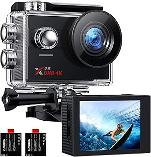 UHD Native 4K/30FPS 20MP WiFi Action Camera with EIS 30m Waterproof Underwater Camera 170° Wide Angle Underwater Camcorder Action Camera 4K 2*Rechargeable Batteries and Mounting Accessories Kit