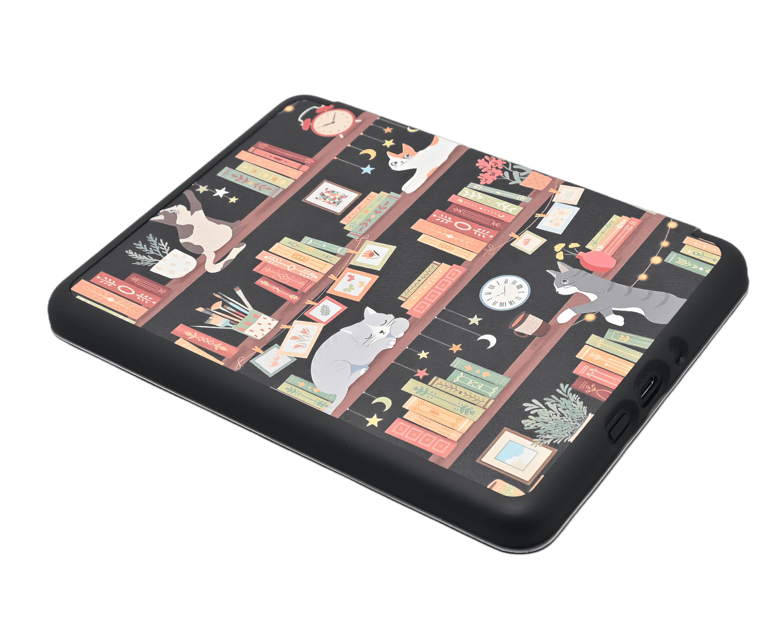 Etui na 15.2 cm zupełnie nowy Kindle (wydanie 11. generacji-2022), uroczy kawaii, moda, wysokiej jakości, lekki pokrowiec folio ze skóry PU z automatycznym budzeniem/uśpieniem, kot na półce