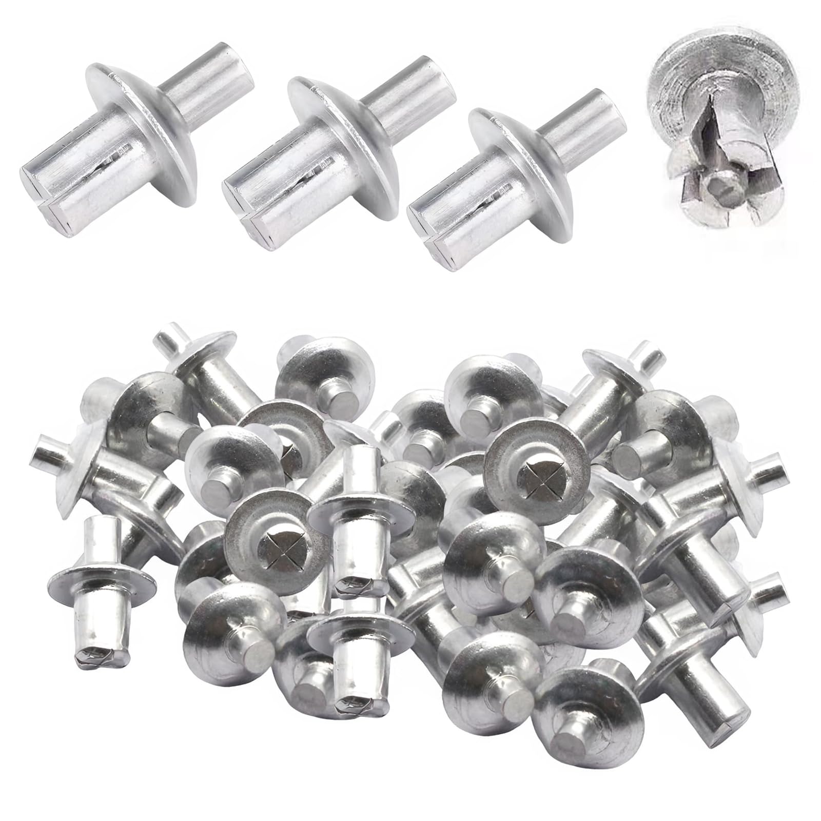 Nity napędowe, Nity z rdzeniem aluminiowym z łbem okrągłym (200 szt.), Nity aluminiowe rozporowe typu Knock, Nity napędowe 2024, Nity z rdzeniem aluminiowym z łbem półokrągłym