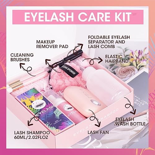 Miniatura 2 de Setgnur Champú de pestañas para extensiones de pestañas, limpiador de extensiones de pestañas de 2.11 onzas con kit de limpieza de pestañas, regalos