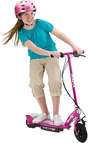 Miniatura 3 de Razor Patinete eléctrico E100 para niños de 8 años en adelante, neumático delantero de 8 pulgadas, freno delantero accionado a mano, hasta 10 mph y