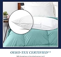 Vista 4 de Elite Medium 600 Fill Power Down Pillow, soporte ideal para personas que duermen de espalda, tamaño Queen, color blanco