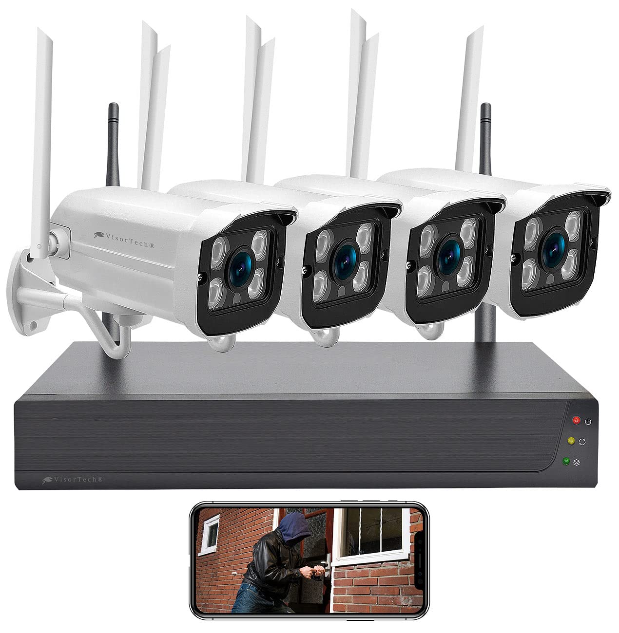 VisorTech Bezprzewodowy system monitoringu z rejestratorem HDD i 4 kamerami IP 2K+ DSC-800.app