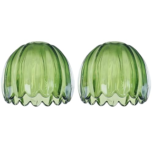 Glass Green Tulip Lamp Shades Set of 2 Small Flower