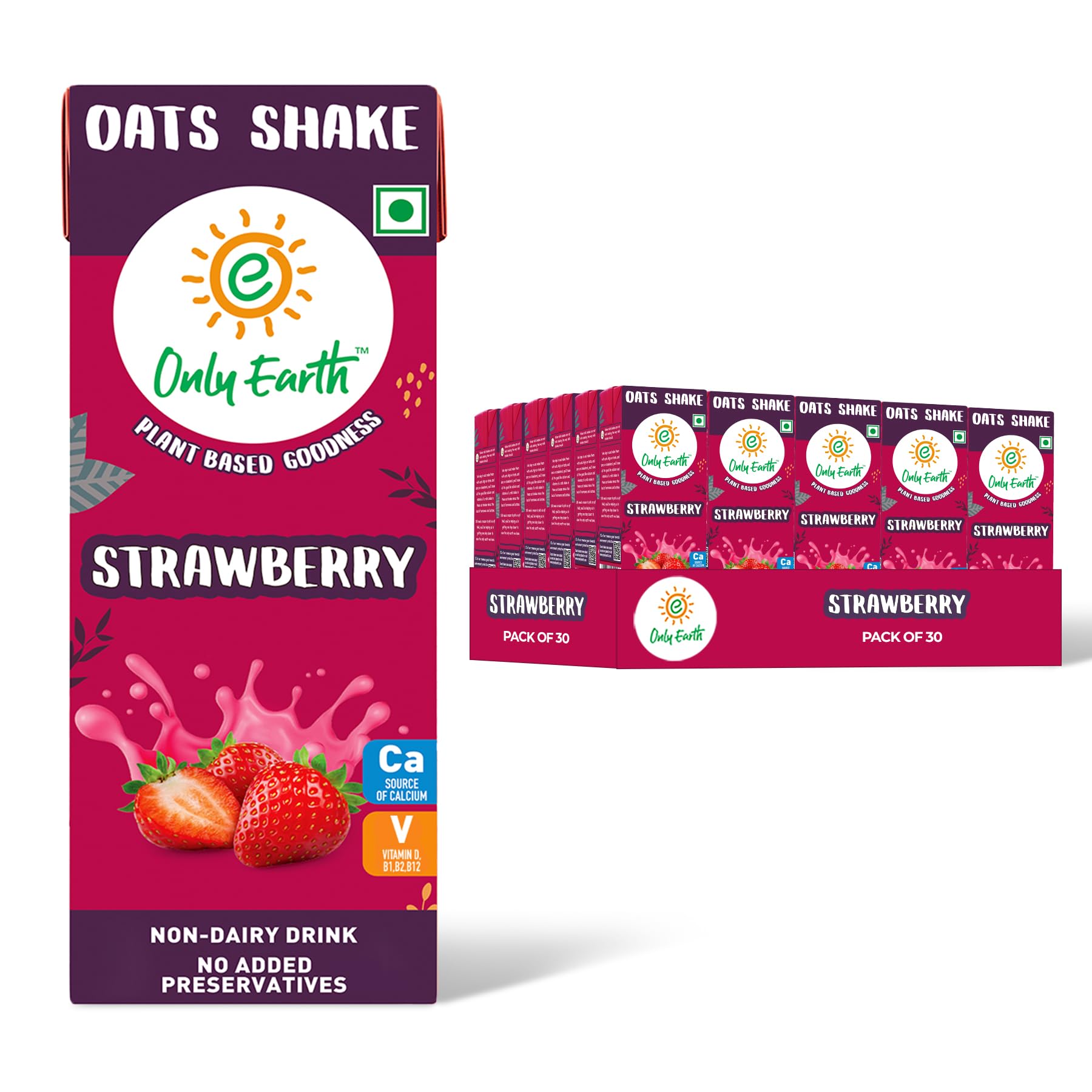 Only Earth Oats Shake | Strawberry | Plant-based | Lactose-free | No Added Preservatives| Cholesterol-free | Guilt-free | With Calcium, Vitamin D, B1, B2 & B12 | 200 ml (Pack 30) (B0D6KSNNK4) Amazon Price History, Amazon Price Tracker
