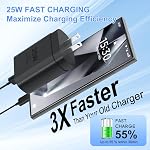 Samsung USB-C Mur de recharge rapide Charger-25W PD Adaptateur chargeur avec câble de type C(6.6ft) pour Samsung Galaxy S26/S26 Ultra/S25/S25 Ultra/S24/S24 Ultra/S24+/S23/S22/Note20