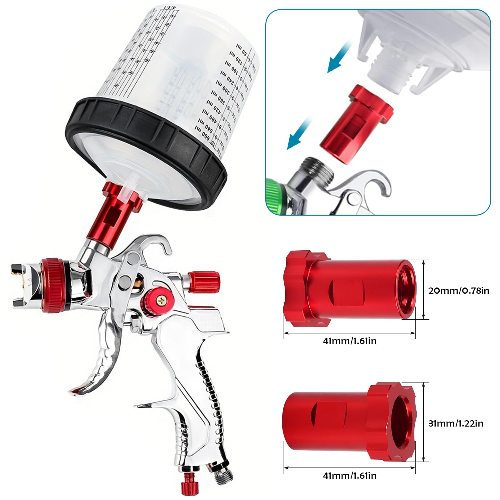 Lackmischbecher für HVLP Lackierpistole Spritzpistole Kit Einweg Farbmischbecher Lack 10 Stück 600ml Einweg Farbspritzpistolenbecher Mischbecher Hvlp