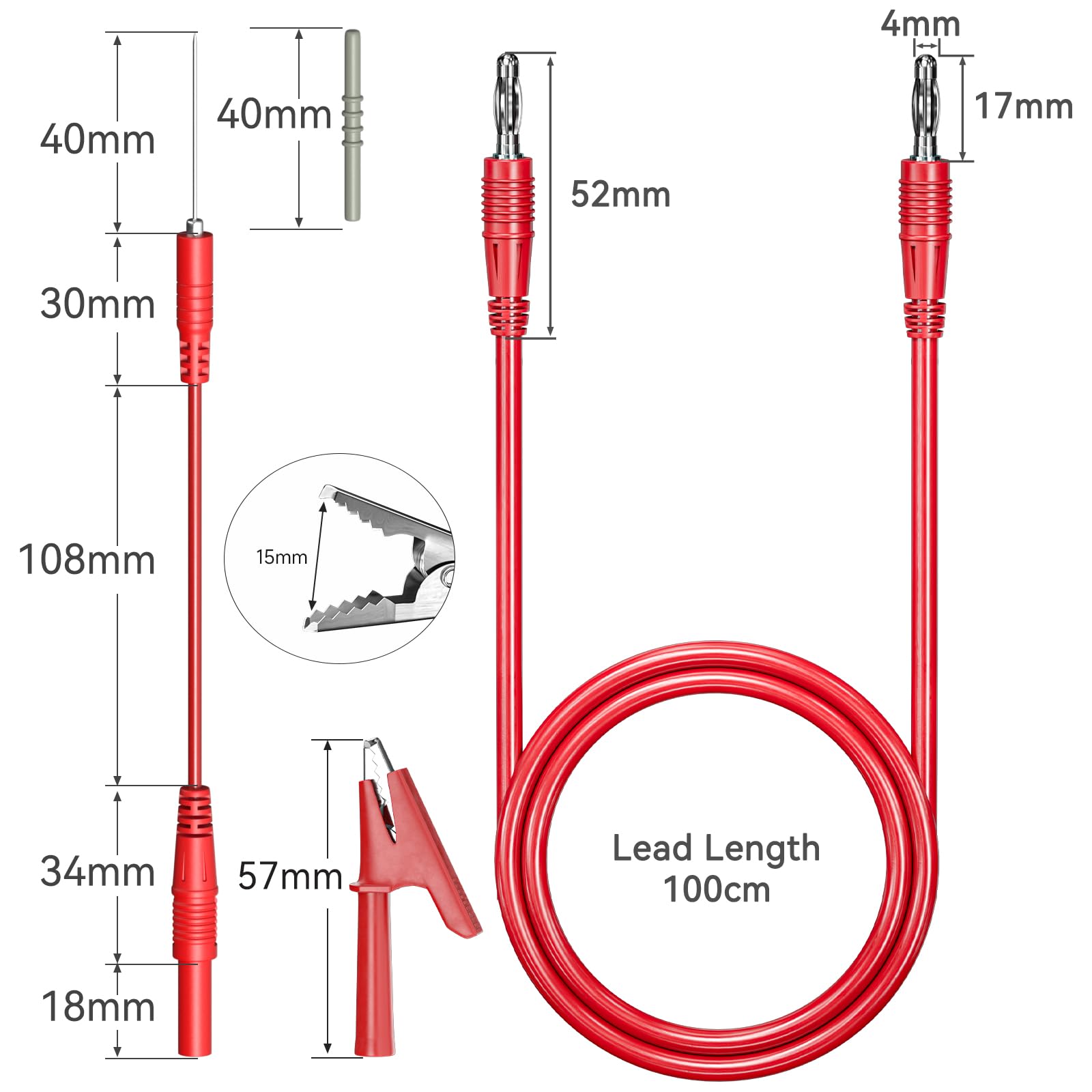 Goupchn 4mm Banana Plug Test Leads Kit, Red&Black 6PCS — Amazon image 2