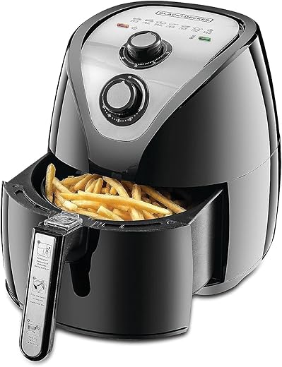 BLACK+DECKER 3.5L Manual Aerofry Air Fryer With Rapid Air Convection Technology, Black/Grey - AF200-B5 , 2 Years Warranty