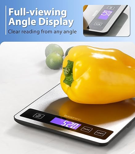 Miniatura 4 de Báscula de alimentos, báscula de cocina, 15 kg33 lb, acero inoxidable resistente a salpicaduras, pantalla LCD de vista completa, diseño compacto y