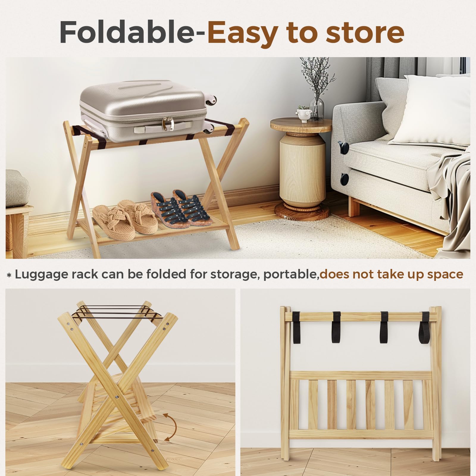 Snapklik.com : SECLATO Foldable Luggage Racks Suitcase Stand Luggage Holder