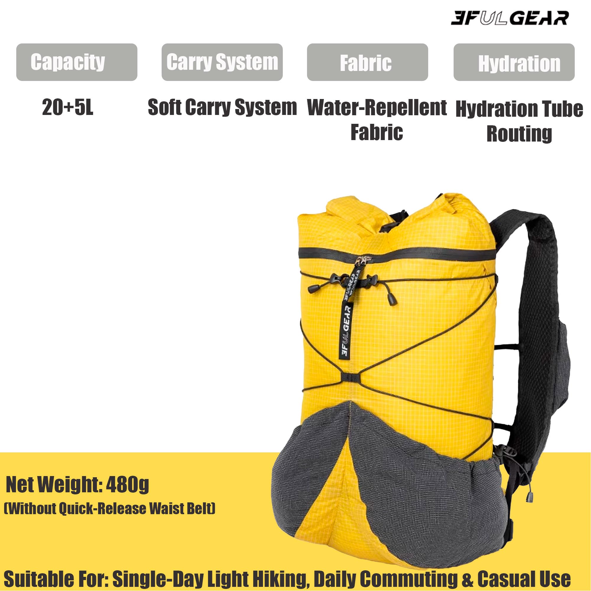 3F Koala 20L + 5L Zaini, zaino da trekking, alpinismo, zaini ultraleggeri