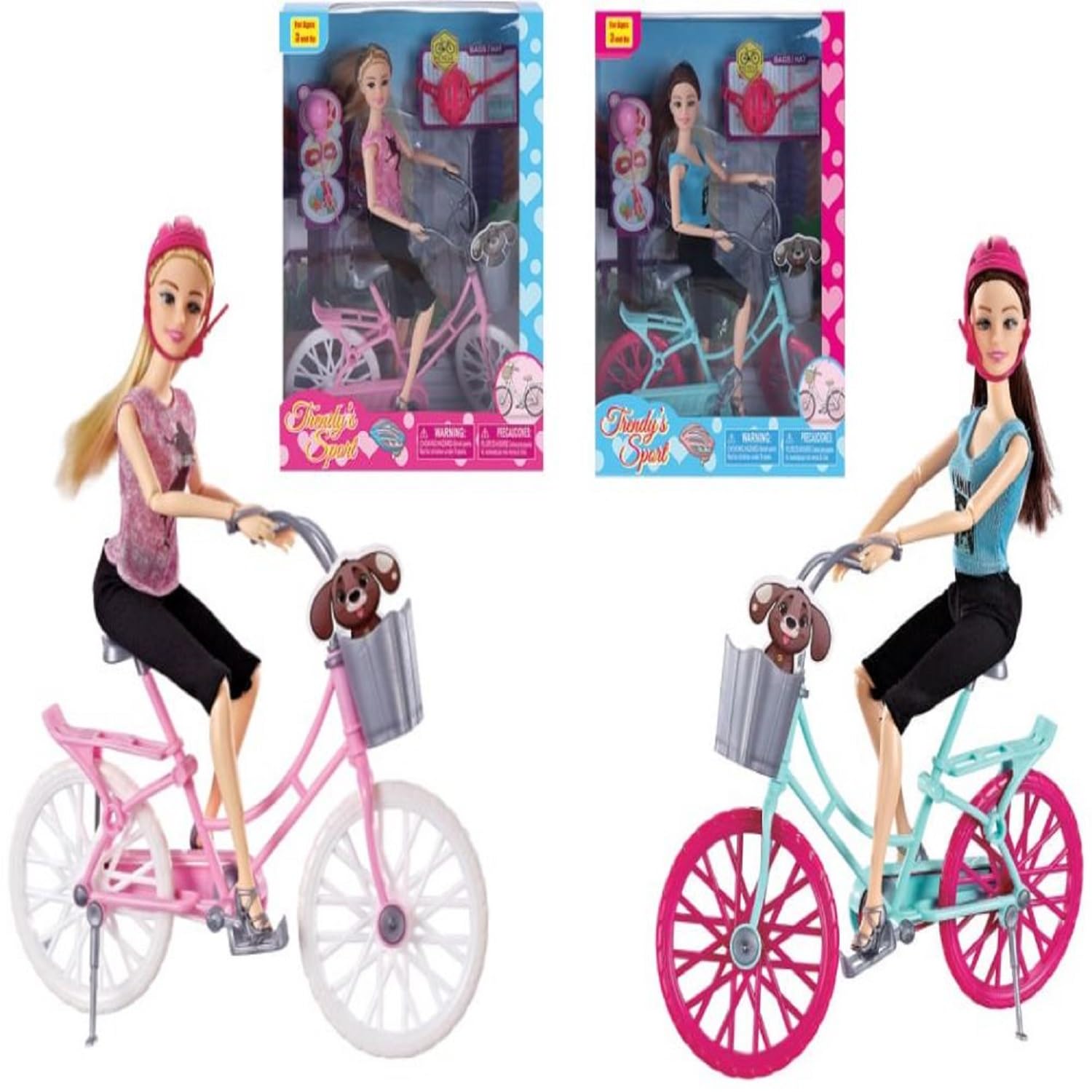KTRS Enterprise Riding Bicycle with Flower Basket & Helmet Pink Aqua Diorama Prop 4