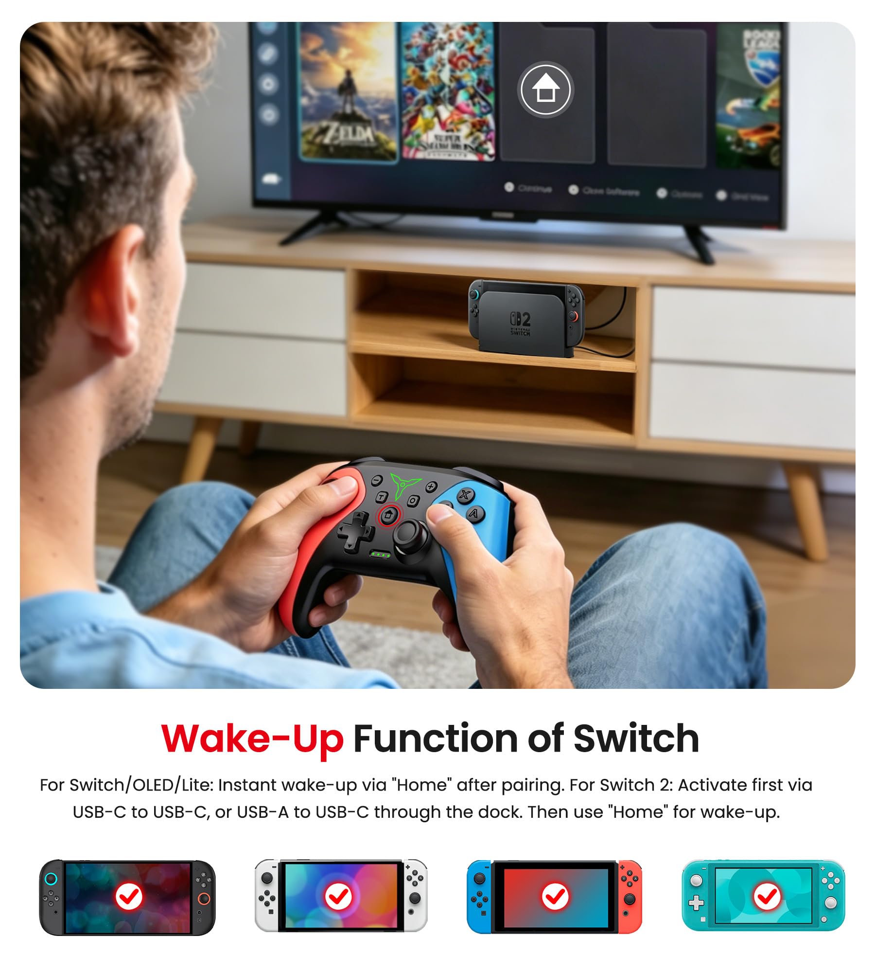 ELISWEEN Switch Pro Controller - Wireless & Programmable -5