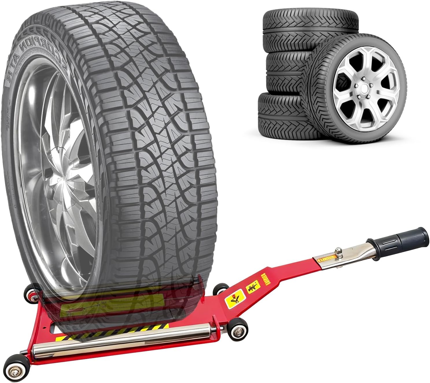 Upgraded Portable Effortless Tire Jack Disassembly Tool, Tire Jack Tool with Roller Plate (Single ramp, L)