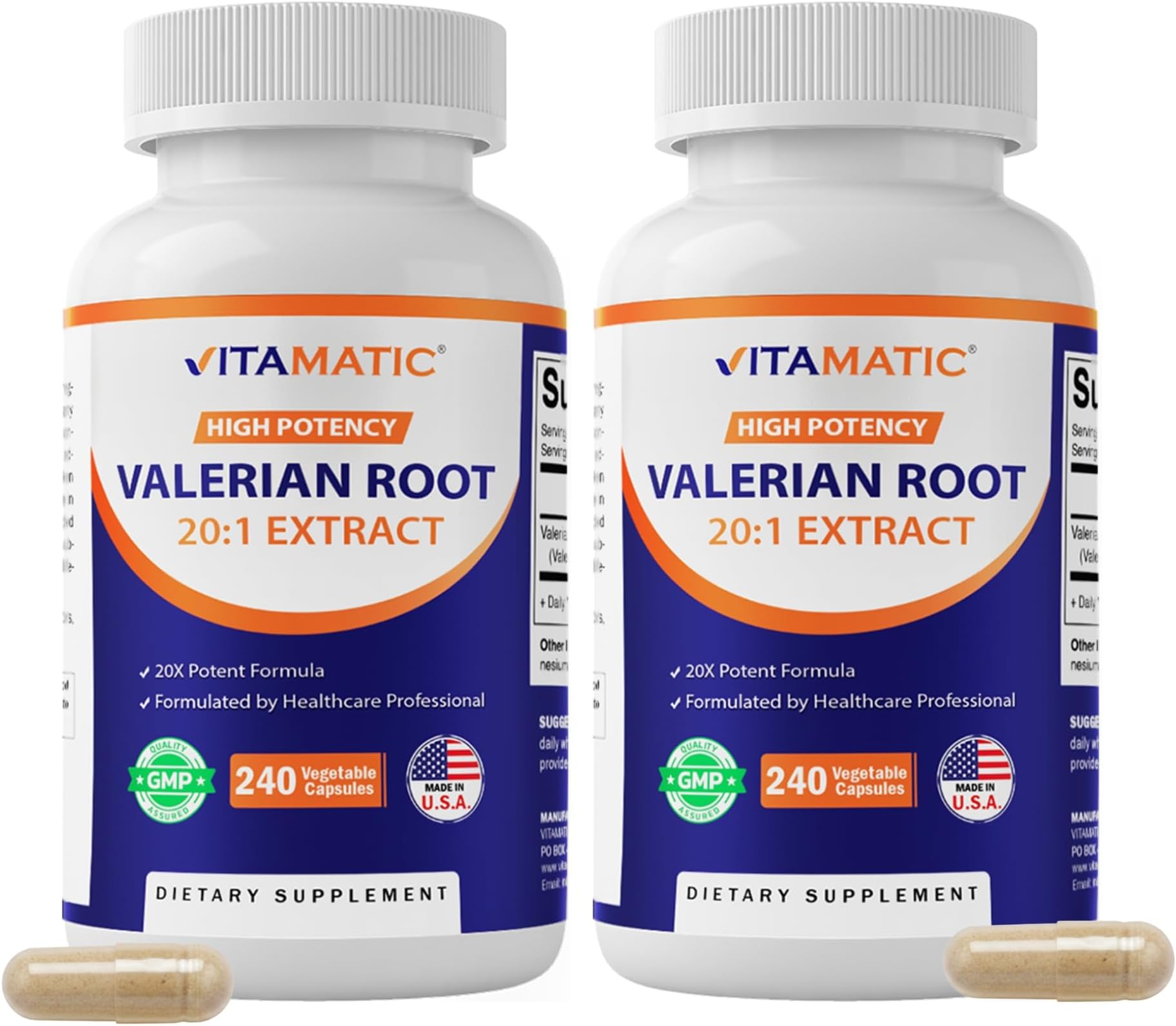 2 Pack Valerian Root Extract 20:1 – Concentrated Botanical Extract Capsules – Non-GMO, Gluten Free – 240 Capsules (480 Capsules - 2 Pack)