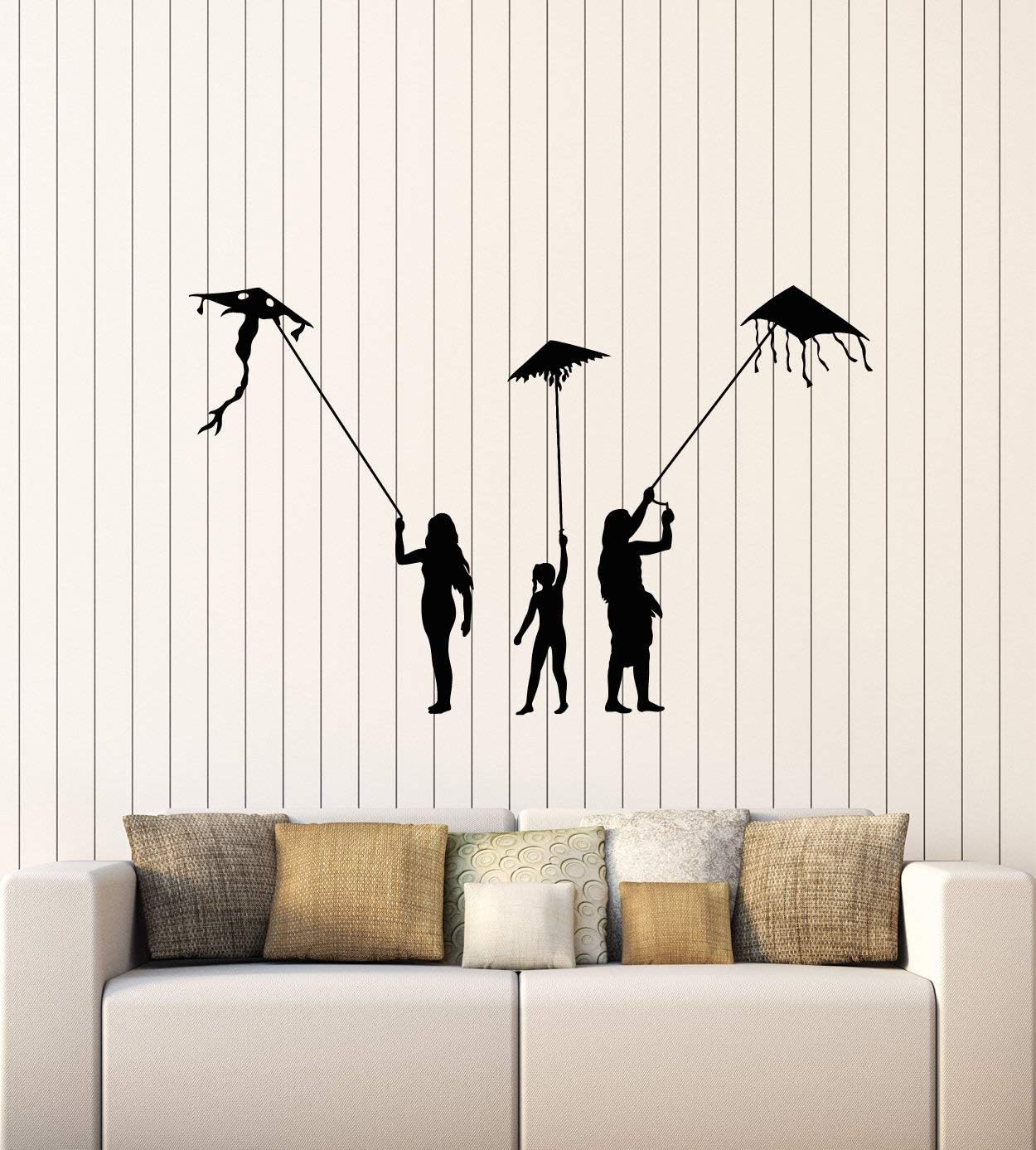 WallStickers4ever Large Vinyl Wall Decal Free Flying Kites Kids Silhouette Decor Stickers Mural (g4551) Black