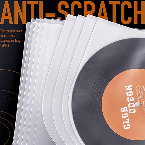 Miniatura 5 de Facmogu 100 fundas interiores antiestáticas LP de 10 pulgadas, fundas protectoras de fondo redondo con material antiestático de 0.003 in de grosor