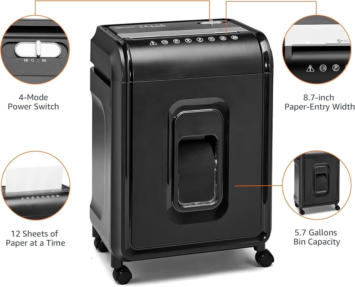  Basics 12-Sheet High-Security Micro-Cut Paper, CD, and Credit Card Shredder with Pullout Basket