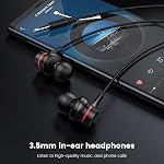 MOSWAG Ecouteurs par fil, 3.5mm Ecouteurs Câblés Noirs avec Microphone, casques d'annulation de bruit dans l'oreille Compatible avec les téléphones portables, PC de bureau, tablettes, ordinateurs portables, MP3s, MP4s, 1 Téléphones d'écoute avec micro pour PC Compatible avec les téléphones portables PC D