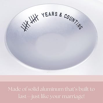 10th Anniversary Tin Gifts 4 In., Engraved, Aluminum Wedding Ring Holder Dish & Gift Box 10 Year Wedding Gift for Him & 10 Year Anniversary for Her Smooth Style