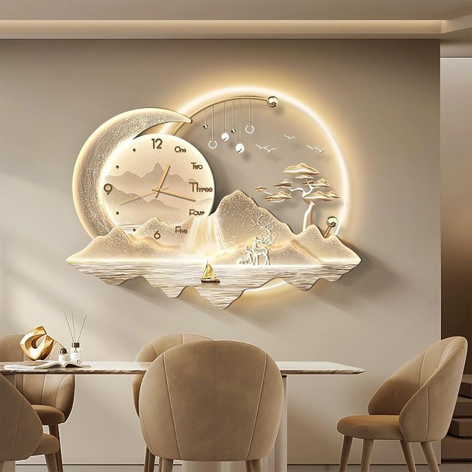 Tableau mural 3D moderne pour décoration intérieure salon lumineuse