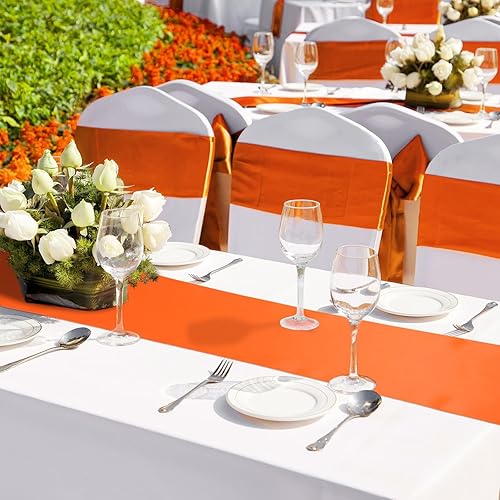 Miniatura 26 de Bencailor 24 caminos de mesa de satén a granel de 12 x 108 pulgadas de largo, mantel de tela suave brillante para banquete de boda, cumpleaños