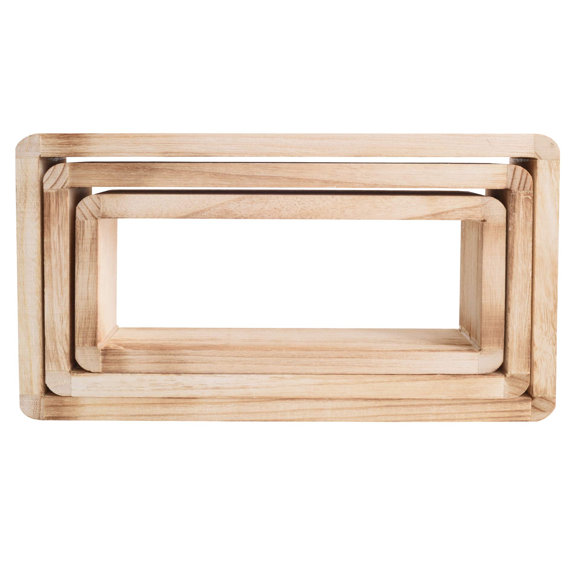 Rebecca Mobili Set 3 Etageres Murales Rectangles en Bois, Marron, Style Shabby Rustique, Cuisine Chambre – Dimensions: 39 x 21 x 10 cm (HxLxL) - Art. RE4079