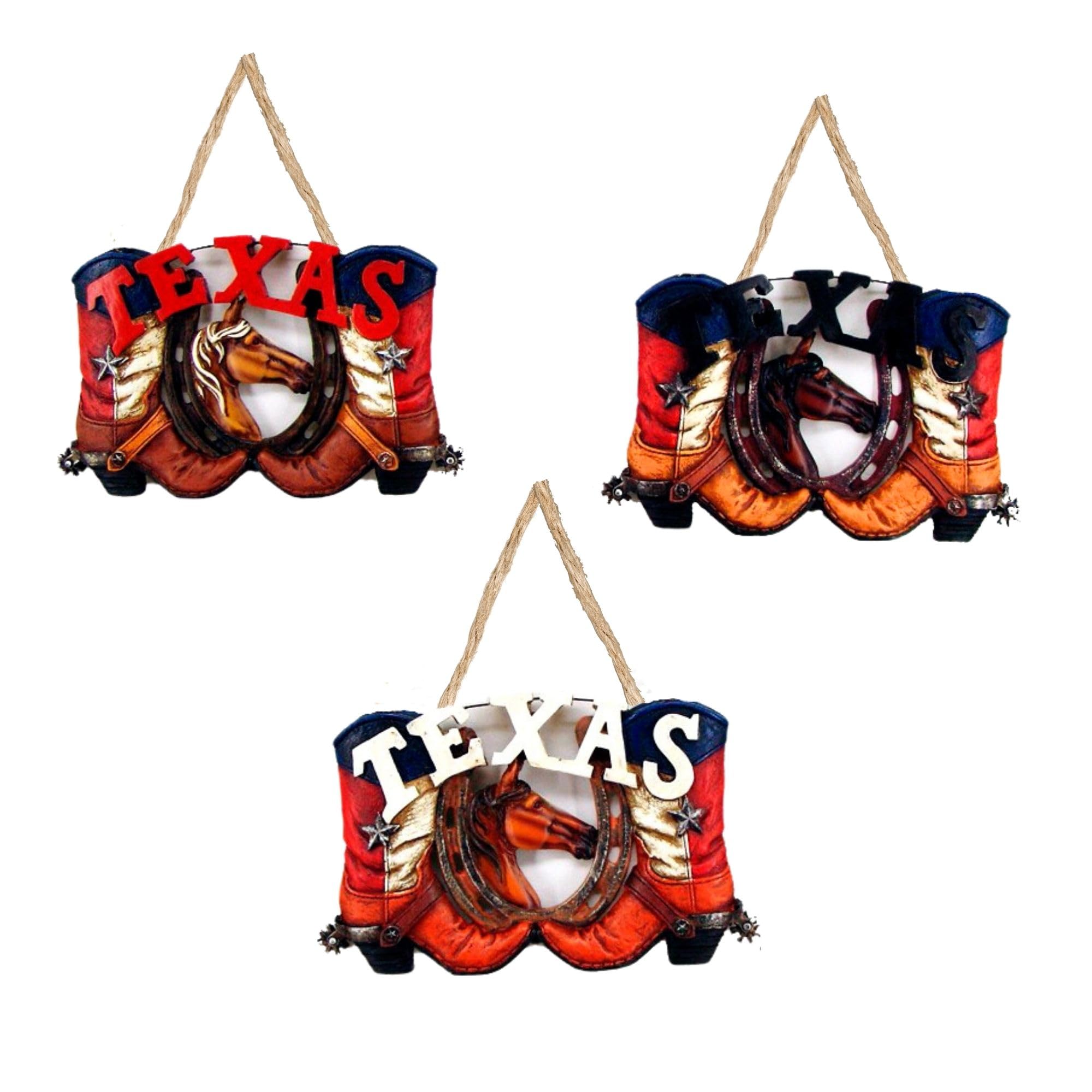Red/White/Blue Texas Boot Christmas Decorations Ornaments for Tree - Mini Christmas Tree Decoration - Set of 3