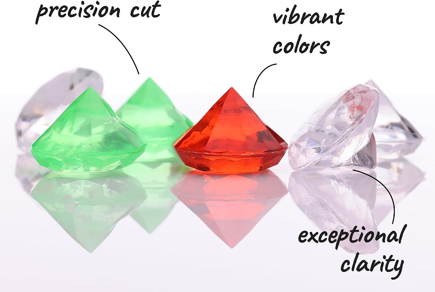 Entervending Gems for Crafting - Large Diamond Gemstones for Craft - 1.15 LB Gems in Jar - Vase Filler - Table Scatters Decor - Fish Tank Fake Rocks - Jewels for Crafts