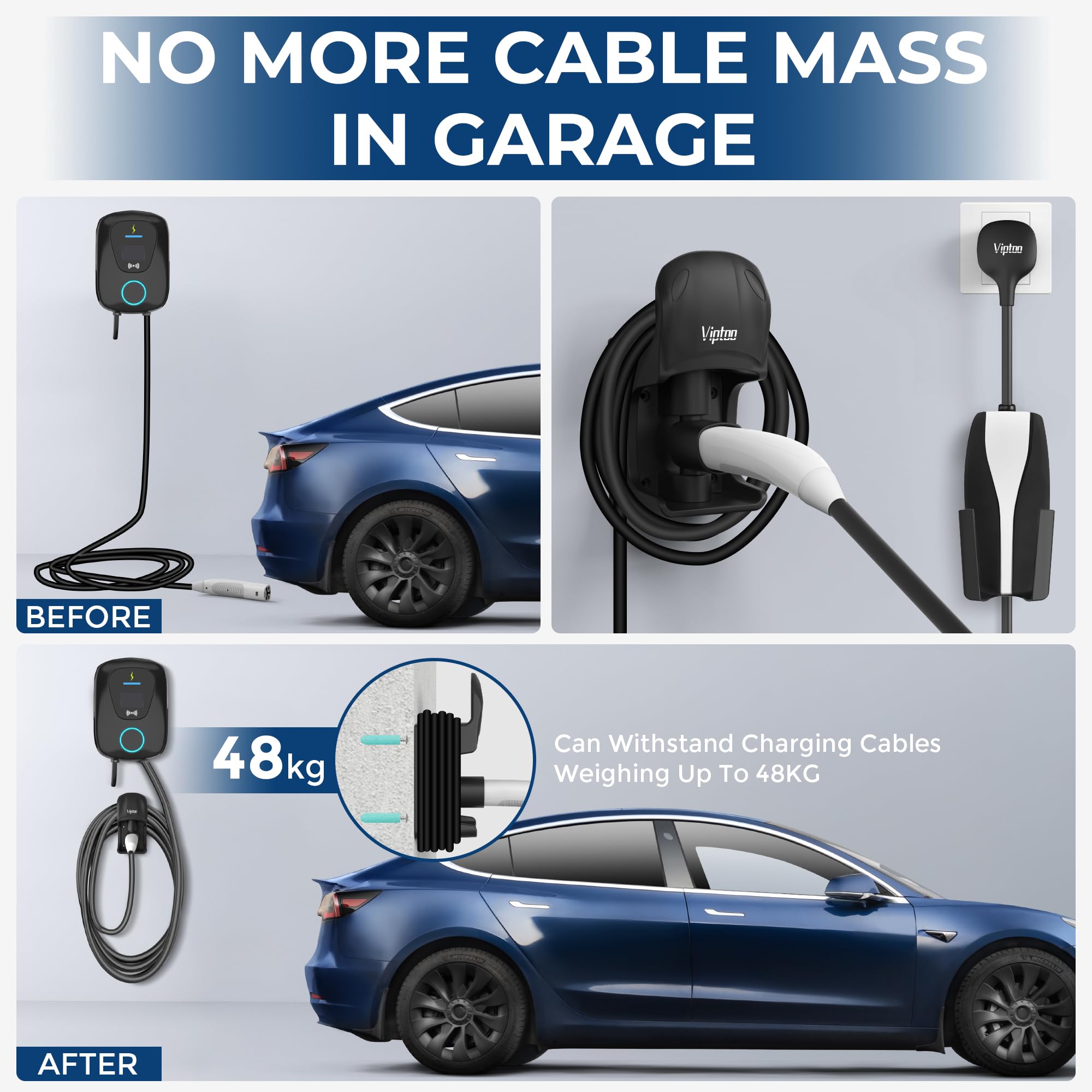 Amazon | VIPTOO Tesla充電器ウォールマウントホルダー、モデル3/Y/S/X