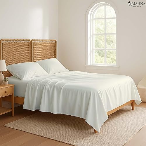 Miniatura 2 de KRISHNA Juego de sábanas prémium de 4 piezas para caravana, tamaño Queen de 60 x 75 pulgadas, sábanas de microfibra para campistas, autocaravanas y