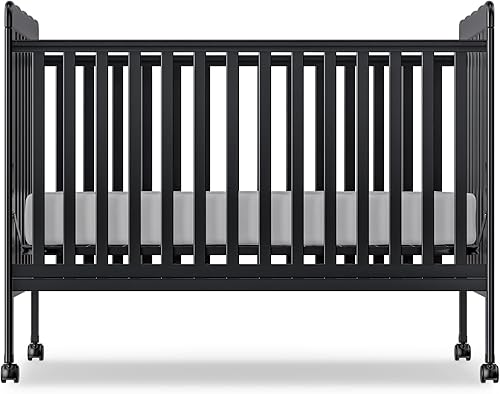 Miniatura 2 de Cuna de bebé, cuna convertible 3 en 1 de madera tamaño matrimonial con ruedas de bloqueo para muebles de guardería, acabado no tóxico (negro) Negro