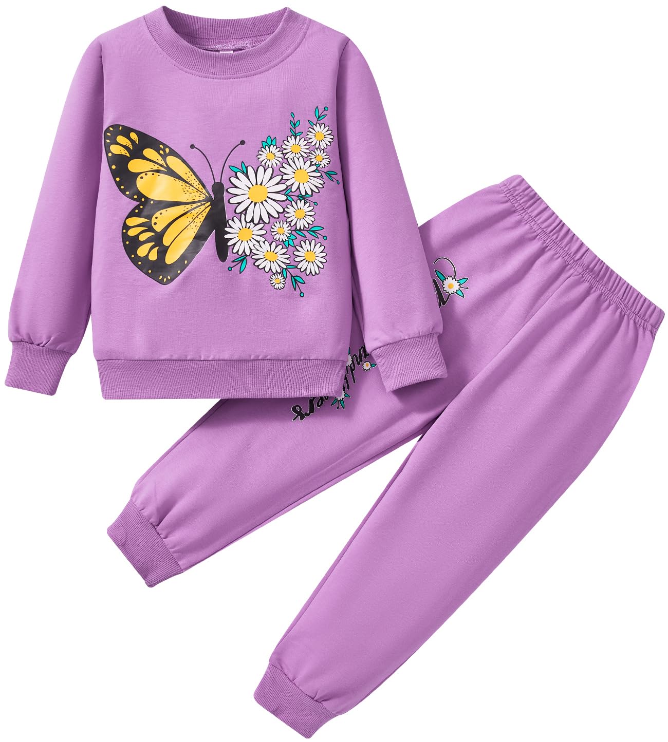 Little Girls 2 Piece Outfits Ruffle Sleeve Unicorn Sweatshirts Top and Leggings Set School Outfits Kids Clothing Set