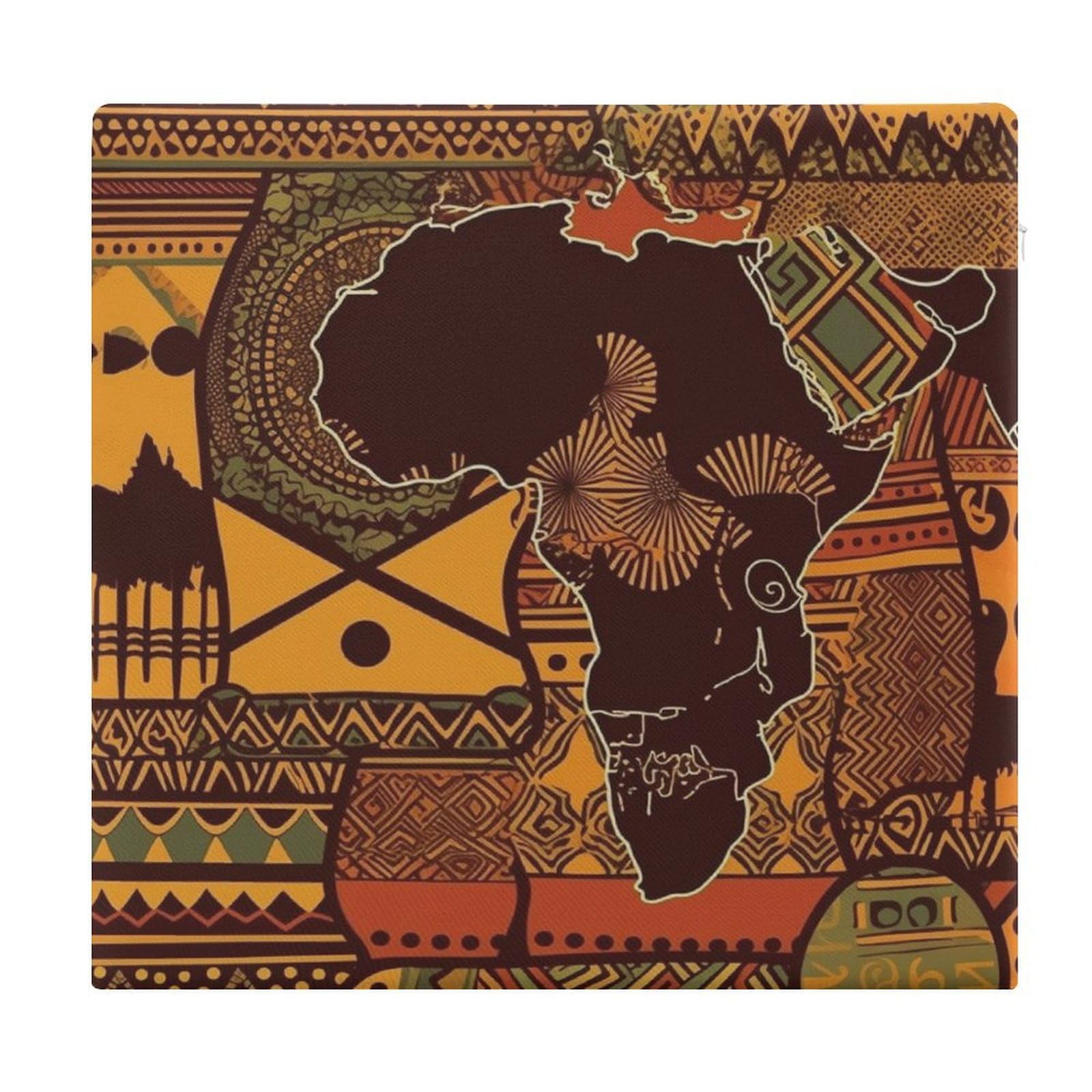 VstaDank African Map Ethnic Pattern Square Cushion Cute Memory Foam Seat Cushions15x13In Comfort Meditation Floor Pillow Removable Cover Soft Stool Cushion Pillow for Balcony Tatami