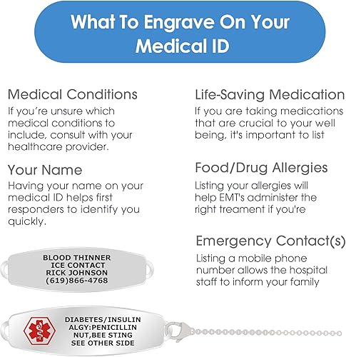 Miniatura 5 de Divoti Pulsera de identificación de alerta médica de silicona grabada de doble cara personalizada con cierre de seguridad y banda de ajuste para